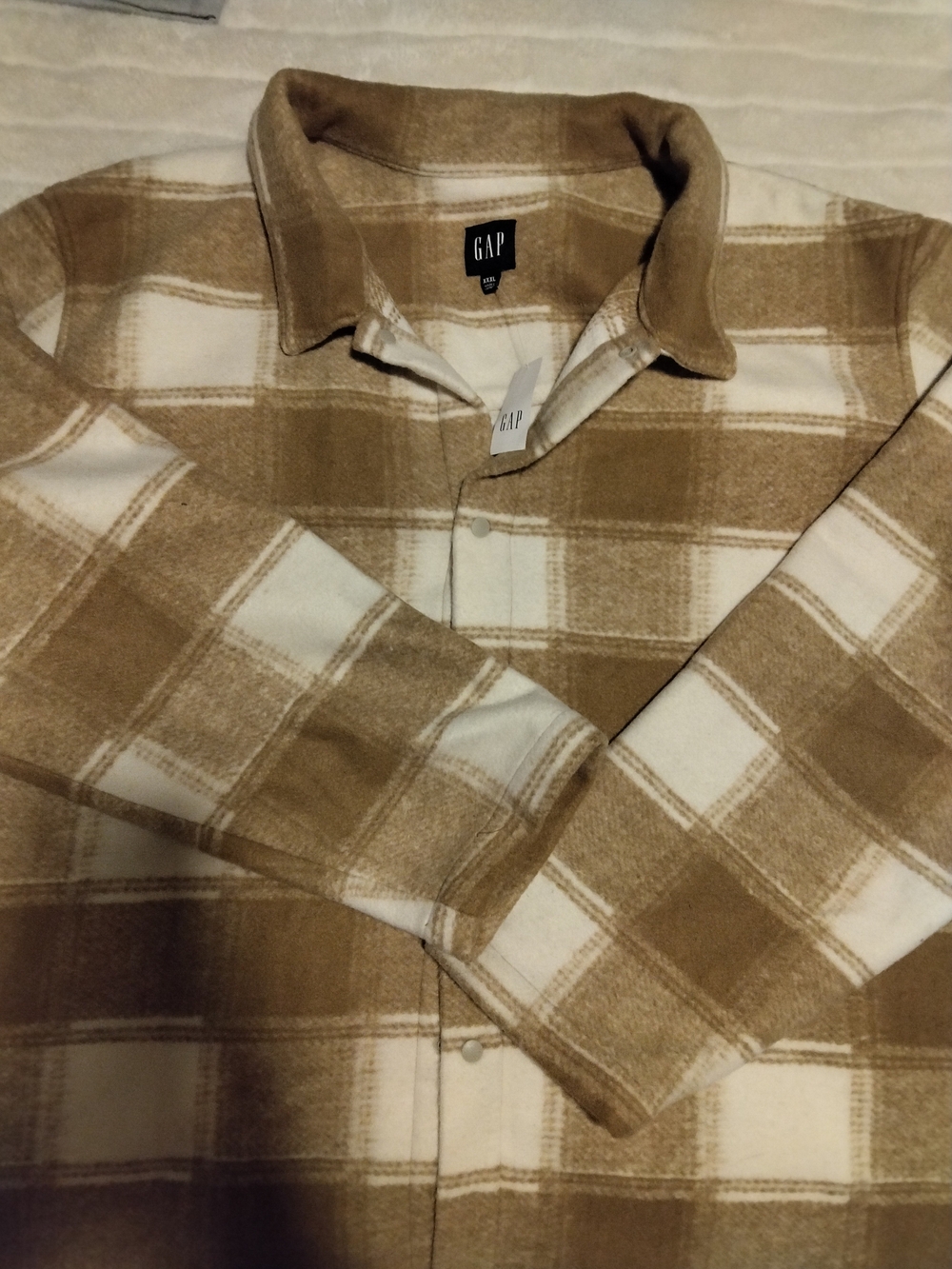 GAP Men's Brown/White Plaid Flannel Cotton Button-Up Shirt Size XXXL